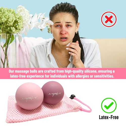 Silicone Massage Lacrosse Balls for Trigger Point Therapy, Muscle Knots, and Physical Therapy. Set of 2 Balls with Carrying Bag. Latex-Free. Ideal for Deep Tissue Massage and Myofascial Release - color: Pink Fusion