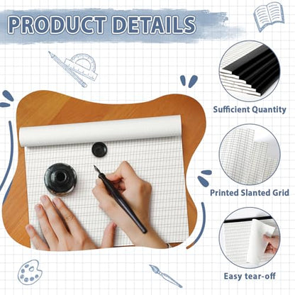 gisgfim 240 Sheets Calligraphy Paper Fountain Pen Paper Calligraphy Practice Pad 12" x 9" Calligraphic Writing Pages with Slanted Grid Letter 19lb Bond (70GSM) for Beginners（6 Pack）