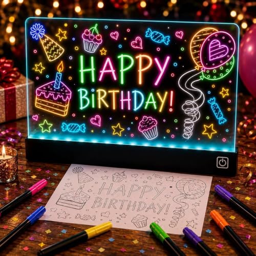 Upgraded 16 Inches LED Drawing Board – Rechargeable, 8 Colors, 11 Light Modes, Adjustable Brightness – Acrylic Light Board for Tracing with Stand, Markers and Full Kit – Birthday Gift Set (Black) - style: Black Style