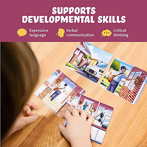 SPARK INNOVATIONS Kids Story Cards Sequence Game Large Storytelling and Sequencing Cards. Community Helper Stories for Sentence Building Educational Picture Card Games - style: Community Helper Themed Sequencing Cards