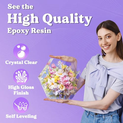 LET'S RESIN 1/2 Gallon Epoxy Resin,Crystal Clear Resin Epoxy Kit for Crafts | Bubble Free Casting Resin, 2 Part Resin and Hardener for DIY Art, Jewelry Making, Coasters, for Beginners & Pros - size: 64oz