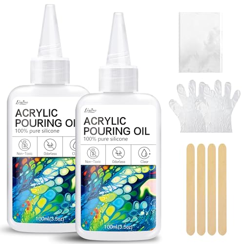 Limino Silicone Pouring Oil - 7oz, Pure, Non-Toxic, Odorless, Compatible with Acrylic or Watercolour, Cell Creation Activator