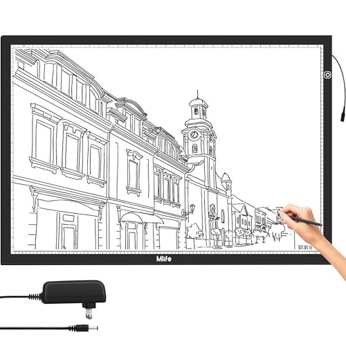 Mlife Upgrade Large A1 Light Pad for Diamond Art Painting, Stepless Dimming Drawing Copy Light Box for Tracing, AC Powered Light Board, LED Light Table for Sketching, Embroidery, Architecture - style: A1