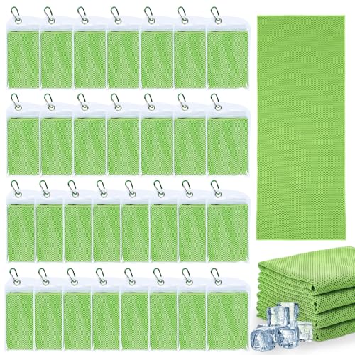 Honoson 30 Pack Cooling Towels for Neck and Face, 27 x 16 in, Green - color: Green