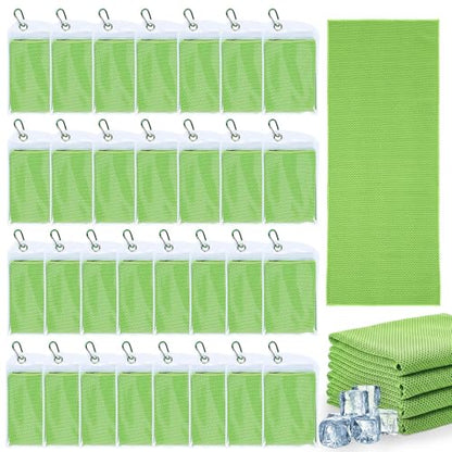 Honoson 30 Pack Cooling Towels for Neck and Face, 27 x 16 in, Green - color: Green