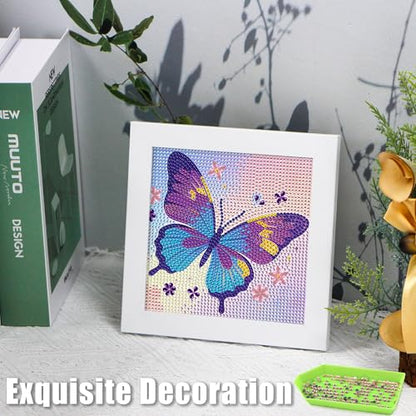geesfayan Diamond Art Kits for Kids,6 Inch DIY Gem Art Painting with 7 Inch Frame, Complete Starter Kit for Beginners, Creative Arts & Crafts Gift for Girls & Boys (Butterfly) - color: Butterfly