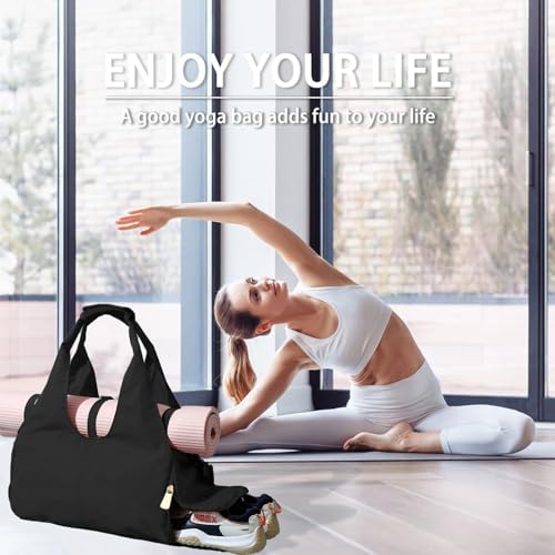 Yoga Mat Bag, Sport yoga Gym Bag for women, Lightweight yoga mat bag carrier with Yoga Strap, Carryall Yoga Tote Bag - color: Black