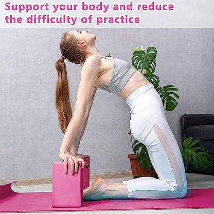 Honoson 20 Pcs Yoga Blocks Bulk 9''x6''x3'' High Density EVA Foam Blocks for Exercise Pilates Meditation, Lightweight Non-slip Surface, Improve Strength Balance Flexibility - color: Rose Red