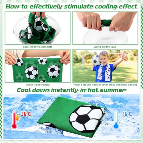 FuWeave 12 Pcs Soccer Cooling Towels Gifts 30 x 9 Inch - color: Soccer, size: 30 x 9 inches