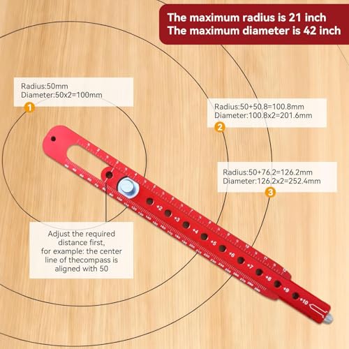 Woodworking Compass Scriber, Woodworking Circle Ruler Aluminium Alloy Adjustable Woodworking Circular Drawing Tool for Carpenter Tool