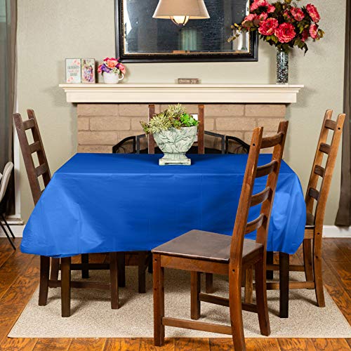 Eleclassi Royal Blue 12 Pack Premium Disposable Plastic Tablecloth 54 x 108 Inch - Waterproof Disposable Tablecloth for Rectangle Tables Up to 8 Feet in Length - Plastic Table Cloth Disposable - color: Royal Blue, size: 12 Pack Rectangle