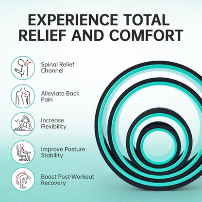 GymCope Back Roller Wheel 4 Pack Spine-Safe Groove, for Whole Family Yoga - color: Mint Green, size: 4"+6"+10"+13"
