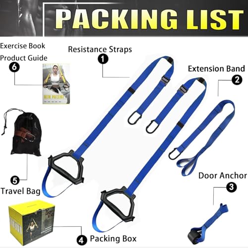 Bodyweight Resistance Training Straps, Home Gym Fitness Trainer kit - color: Blue