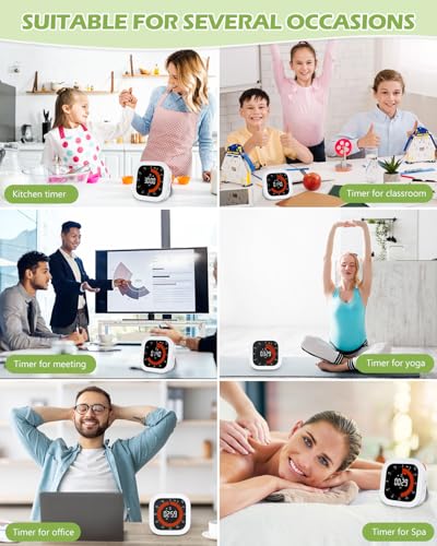 KeeKit Digital Visual Timer, Rechargeable Countdown Timer with Adjustable Volume & Brightness, Magnetic Back for Kitchen, Gym, Study - Kids Timer for Cooking, Homework, Classroom, Workouts