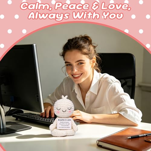 Meditation Gifts for Women Girls- Mini Yoga Crochet Emotional Support Relaxation Gifts for Women,Mindfulness Calm Your Mind for Stress & Anxiety Relief Wellness Gift for Friends, Therapist Zen Decor