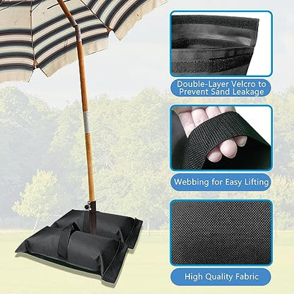 D&ONEHOS Umbrella Base Weight Fillable Sandbags, Sandbags for Weight(60LBS), Sandbag Weights for Patio Umbrella for Outdoor Garden，Set of 2，Black(Without Sand) - size: 60lbs(2 x 30lbs)