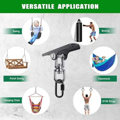 BeneLabel Swing Hanger 360° Swivel Swing Ceiling Mount 1000 LBS Capacity Hanging Chairs Hanger Punching Bag Mount Swing Hardware for Hammock Chair, Porch Swings, Aerial Silks, Gymnast Ring, Heavy Bag - color: 360° Swivel Dual U-ring Swing Hanger ( 1 Pack