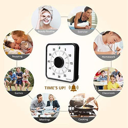 Secura 60-Minute Visual Countdown Timer, 7.5-Inch Oversize Classroom Visual Timer for Kids and Adults, Durable Mechanical Kitchen Timer Clock with Magnetic Backing (Green) - color: Green & Black