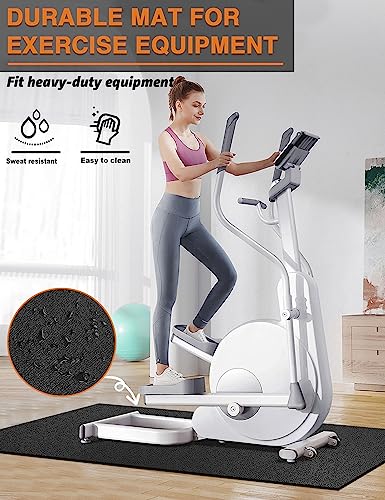 Treadmill Mat, 5'x2.5'/5.6'x2'/6.5'x3'/8'x3',6mm Thickness Exercise Equipment Mat for Carpet Hardwood Floors, Compatible with Walking Pad,Spin Bike,Elliptical Trainer,Rowing Machine - size: 96"L x 36"W x 0.24"Th