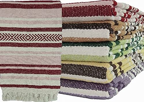 Kakaos Handmade Traditional Extra Heavy Yoga Blanket (Pink/Burgundy) - color: Pink / Burgundy