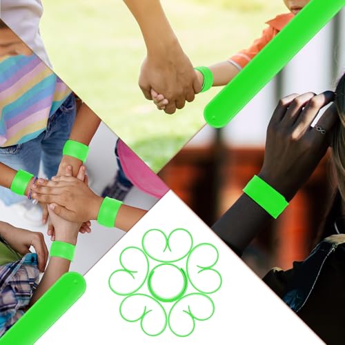 Gemscream 12 Pcs Silicone Slap Bracelets DIY Slap Bands Party Favors Bulk Blank Soft Wristband Wrist Snap Band for Craft Project DIY Painting Birthday Party Halloween Christmas - color: Green