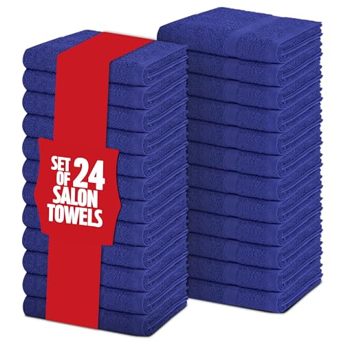 Pearl Linens Pack of 24 100% Cotton Hand Towels, Salon Towels for Spa, Gym and Bathroom Use, Hair Towels in Bulk, Soft, Absorbent, Quick Dry & Machine Washable, 16x27 inches, Light Blue - color: Light-blue, size: Hand Towel (PK 24)