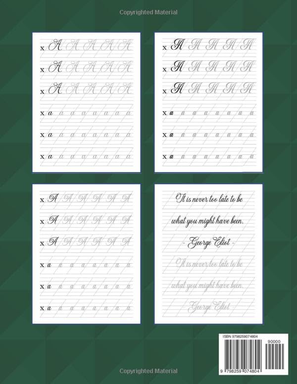 Calligraphy Practice Book For Beginners: Handwriting Workbook for Adults and Teens with Motivational Quotes