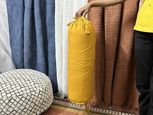 Saffron Round Bolster Removable Cover Cotton Mustard - color: Mustard, size: 6" x 16"