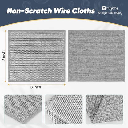 Orighty Dish Cloths, 12 Pack Double-Layer Metal Dish Rags, 7"x8" - color: Grey