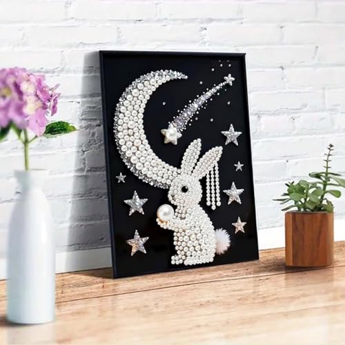 Rabbit Pearl Diamond Art Kits For Adults,Diamond Painting Kit 12 X 16 Inch | 5D Diamond Painting Kits For Beginner,DIY Pearl Rhinestones Diamond Dots Painting for Home Wall Decor - color: HL109