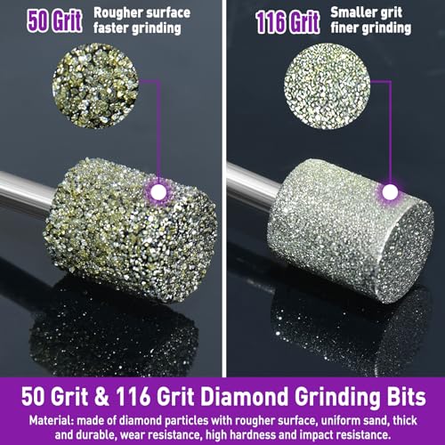 Stone Carving Set Diamond Grinding Bit Compatible with Dremel, 50Grit 116Grit 24PCS Polishing Kit Diamond Bits 1/8" (3mm) Shank Accessories for Stone Glass Ceramics Carving, Polishing, Grinding - size: 24PCS