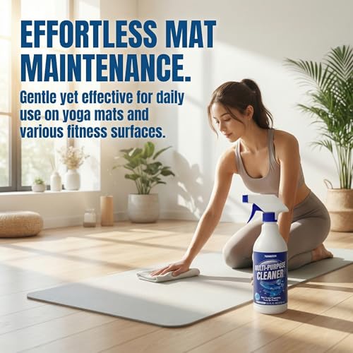 Multi-Surface Cleaner Spray for Yoga Mat, Exercise Mat, Gym Equipment & Rubber Flooring - Quick Dry No-Rinse Formula, Remove Dirt, Sweat Stains & Light Oils, Daily Surface Cleaning Spray, 500ml