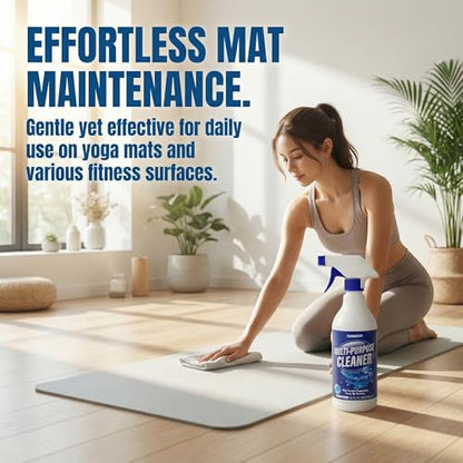 Multi-Surface Cleaner Spray for Yoga Mat, Exercise Mat, Gym Equipment & Rubber Flooring - Quick Dry No-Rinse Formula, Remove Dirt, Sweat Stains & Light Oils, Daily Surface Cleaning Spray, 500ml