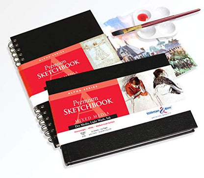 Stillman & Birn Alpha Series Hardbound Sketchbook, 5.5" x 8.5", 150 GSM (Heavyweight), White Paper, Medium Grain Surface - size: 5.5" x 8.5" 150 gsm (Heavyweight)