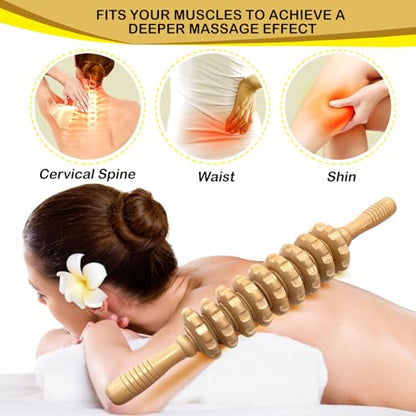 Manual Massager Wooden Handheld Roller Trigger Point Massager Stick for Fascia, Cellulite, Muscle & Abdomen, Body Therapy Massager, Muscle Belly Relief Tool, Natural Wood - color: Wood