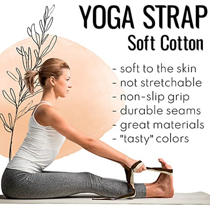 TECEUM 2 IN 1 Yoga & Mat Strap for Stretching – Cotton – 6/8/10 ft - color: Brown Beige, size: 10 ft