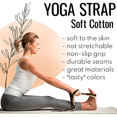 TECEUM 2 IN 1 Yoga & Mat Strap for Stretching – Cotton – 6/8/10 ft - color: Brown Beige, size: 10 ft