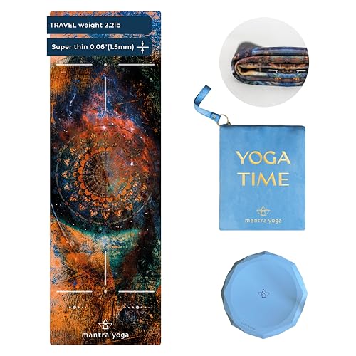 Mantra Yoga Travel PRO 1.5mm with Knee Pad - Foldable Fitness & Exercise Mat with Bag | Lightweight, Compact & Eco-Friendly | Non-Slip & Washable | For All Types of Yoga | 72" L x 24" W | 2.6 lbs - color: Masala
