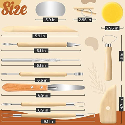 Jetmore 12 Pack Clay Tools Kit, Pottery Tools & Sculpting Tools, Polymer Modeling Clay Cutters Sculpture Set for Carving, Ceramics, Molding, DIY | Polymer clay tools support shaping, trimming and detailing, Clay cutters suit ceramics, modeling, molding an