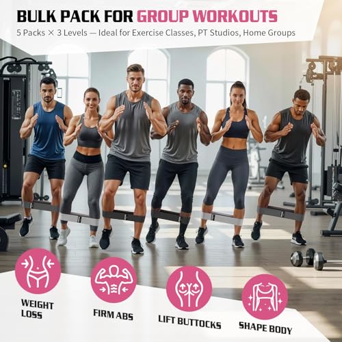 15PCS Fabric Resistance Bands for PT& Yoga Class, Athletes Training, Home Gym Exercise, Non-Slip Booty Bands Bulk Set for Glute, Leg Bands for Women, 3 Resistance Levels with Carry Bag - color: 15PCS-Gray-black