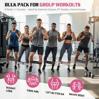 15PCS Fabric Resistance Bands for PT& Yoga Class, Athletes Training, Home Gym Exercise, Non-Slip Booty Bands Bulk Set for Glute, Leg Bands for Women, 3 Resistance Levels with Carry Bag - color: 15PCS-Gray-black