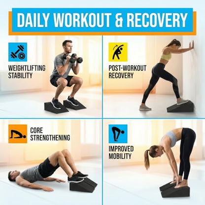 Slant Board for Heel Elevated Squat Weightlifting Calf Stretcher Slant Board for Mobility Balance and Strength Performance Pack of 2
