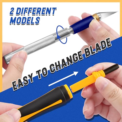 DIYSELF 22 PCS Exacto Knife Set, Craft Knife with 13 Blades & Carry Case | Sharp High-Carbon Steel Hobby Knife Set for Models, Stencils, Scrapbooking, Pumpkin Carving, Scalpel Knife for DIY Projects - color: Yellow (22 Pack)