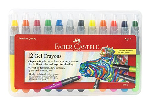 Faber-Castell Gel Crayons: 12 Jumbo Gel Crayons in Durable Storage Case | Back to School Art Supplies |Toddler Art Supplies for Coloring and Kids Drawing, Screen Free Summer Fun (Ages 3+) - style: 12 Original Colors