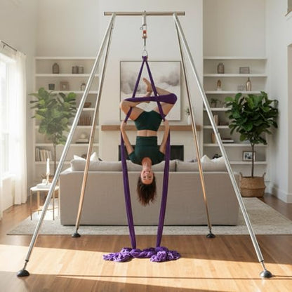 Aerial Rig, Aerial Yoga Stand, 10 FT Frame, 13 YD Fabric, 550 LB Capacity - color: SILK ONLY / Purple
