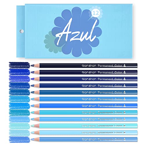 12 Blue Colored Pencils Oil Based, Pre-sharpened Wooden Color Pencils Set | No Duplicates Drawing Pencils, Adults Coloring Books Drawing Sketching, Sketch Pencils Art Supplies - color: 12 blue pencils
