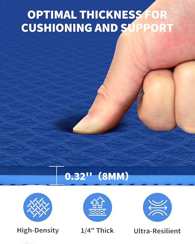 CAMBIVO 72''x48'' Large Yoga Mat, Extra Thick TPE Workout Mat - color: BLUE, size: 8mm