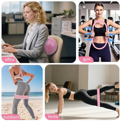 Pilates Essential Kit - Home Pilates Equipment Set - with Toning Pilates Ring & Long Resistance Bands & 3 Level Pilates Loop Bands & Soft Pilates Ball & Pilates Grip Socks - color: Green