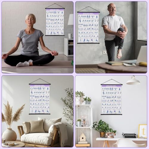 Chair Yoga Wall Chart, Chair Yoga Poster for Seniors & Beginners, Fabric Poster with Hanging Rod & Rope, Office ChairYoga Workout Posters Prints Wall Art Picture for Bedroom Decor