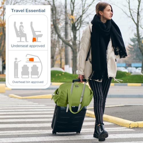 TOPDesign Travel Duffel Bag for Women, Puffer Gym Bag Sports Tote with Wet Pocket, Carry On Weekender with Luggage Sleeve (Green) - color: Green